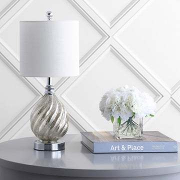 Lawrence 20.5" Glass/Metal LED Table Lamp - JONATHAN Y